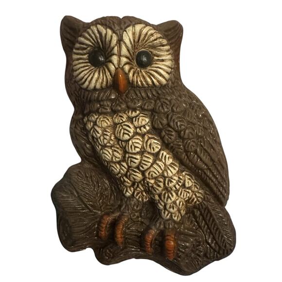 Vintage 1970s Midcentury Modern MCM Foam Molded Resin Owl Wall Hanging Art Decor - Picture 1 of 7